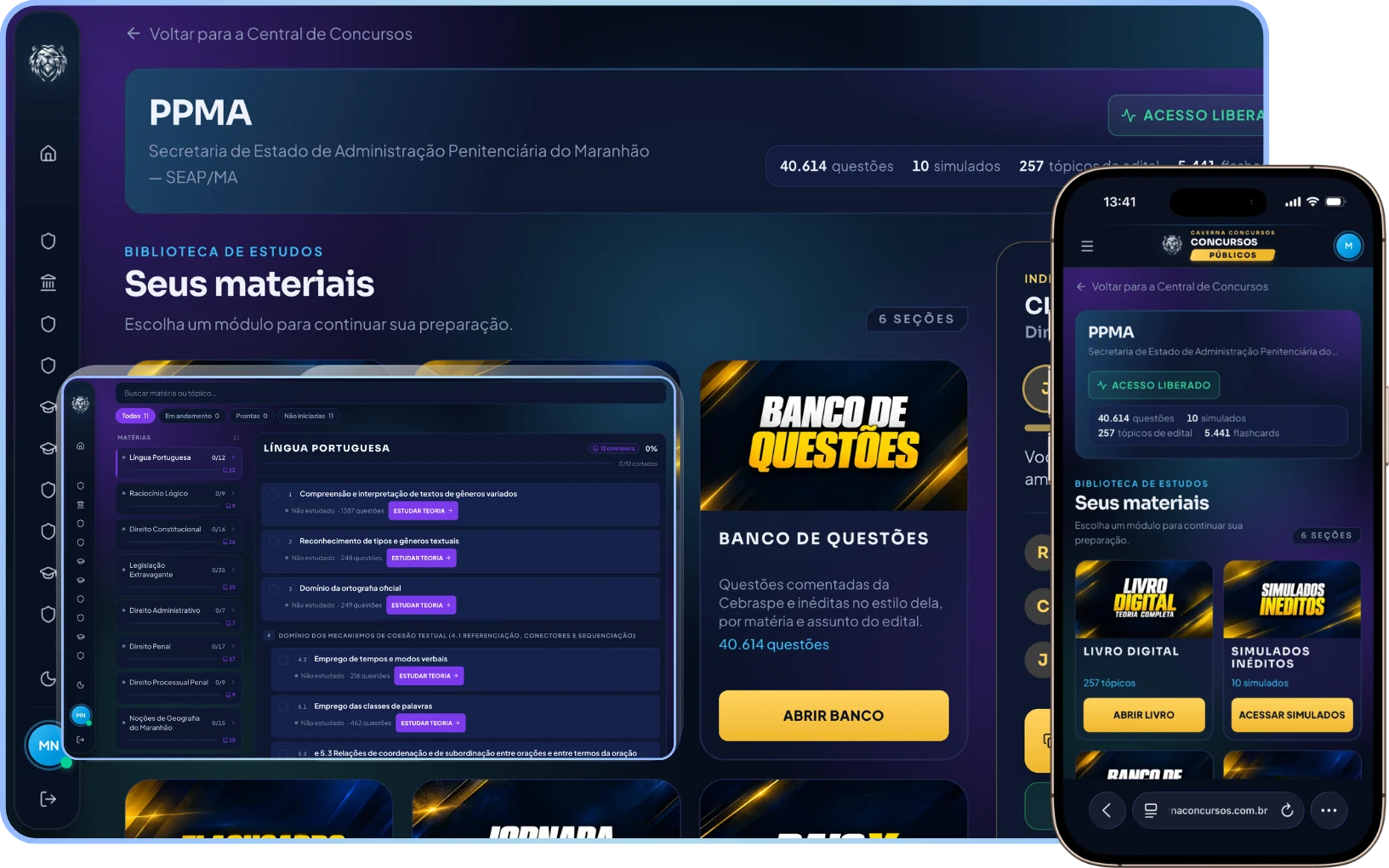 Plataforma de Treinamento da PPMA aberta no computador e no celular