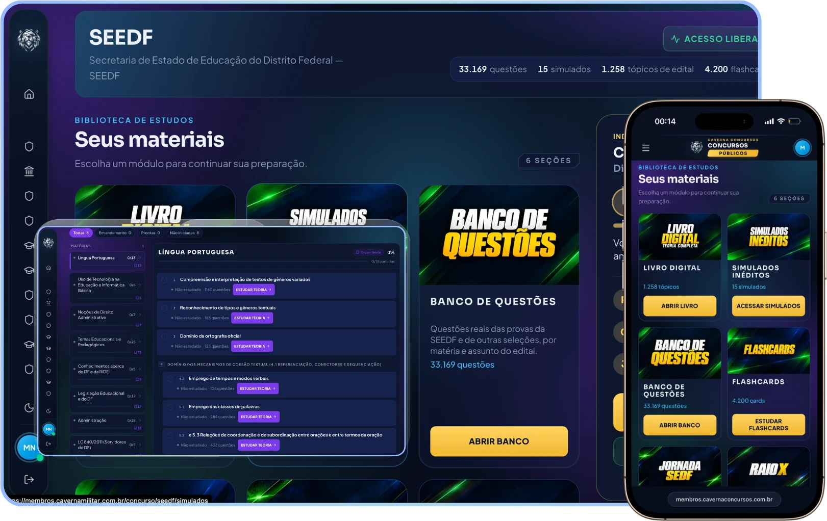 Plataforma de Treinamento da SEEDF aberta no computador e no celular